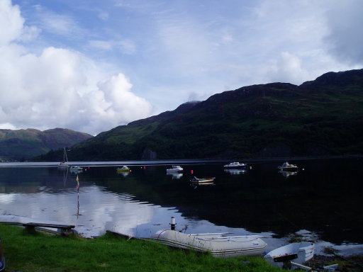 Boats moored in Letterfearn Bay