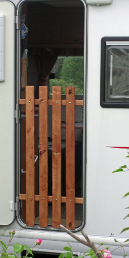 Tall Height Gate With Wide Uprights Finished in Spanish Mahogany Wax