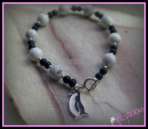Gemstone penguin bracelet
