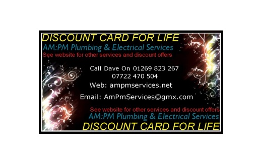 AM:PM Plumbing &amp; Electrical Services Discount Card For Life