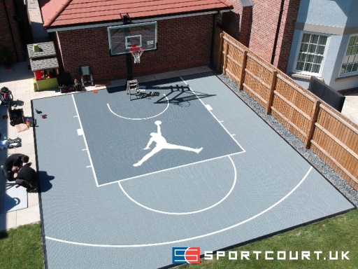 A garden basketball court