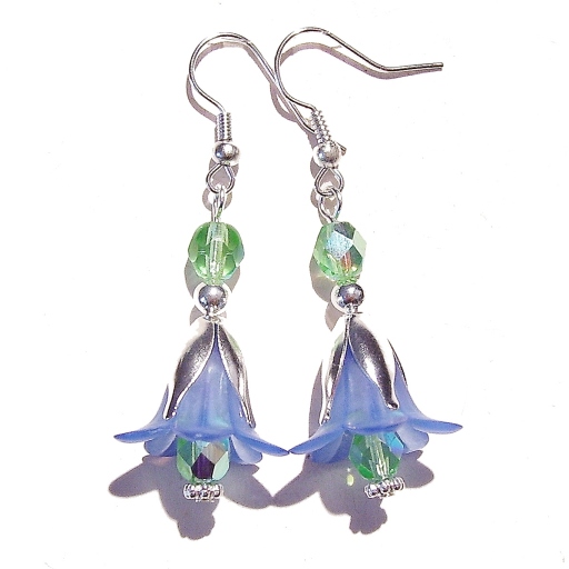 Lucite Flower Earrings - Blue &amp; Green