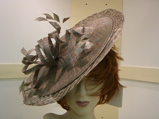 saucer large brimmed on hairband fascinator( taupe colour shown)