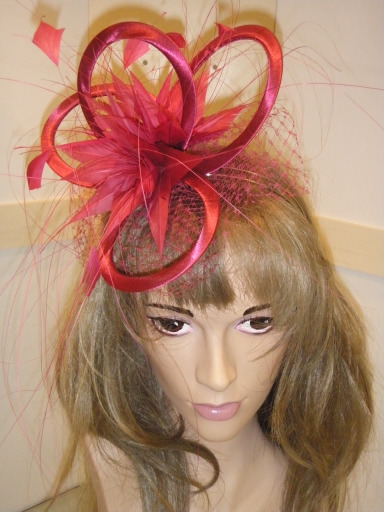 fascinator on a hairband various colours(raspberry show)