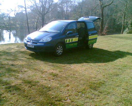 Our Peugeot 807 Support Vehicle at Cannonteign Falls covering an Absail Event.