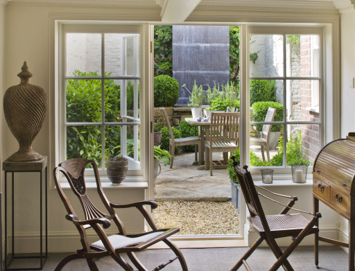 A view for inside to outside courtyard garden