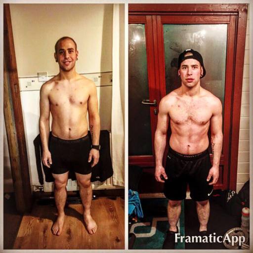 Here is one of my clients before and after. Here is his four week transformation