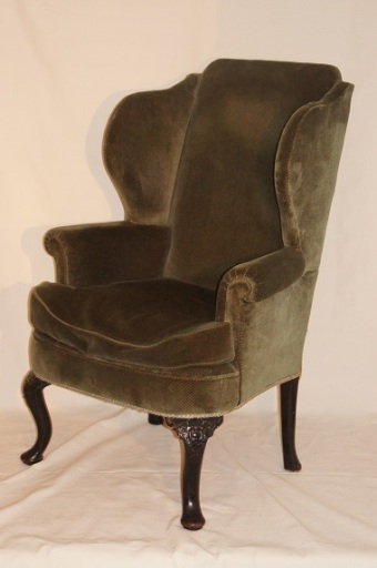 Large Cabriole legged Wing Chair