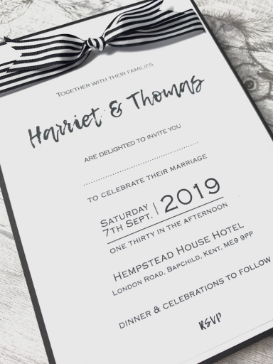 Pinstripe wedding invitation