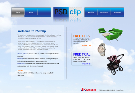 PSDclip, Image Clipping - home page