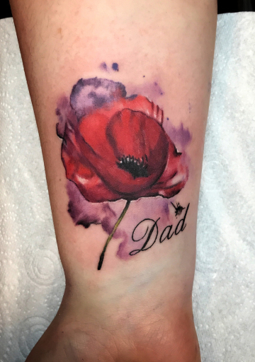 watercolour poppy London Blue Lady Tattoo 