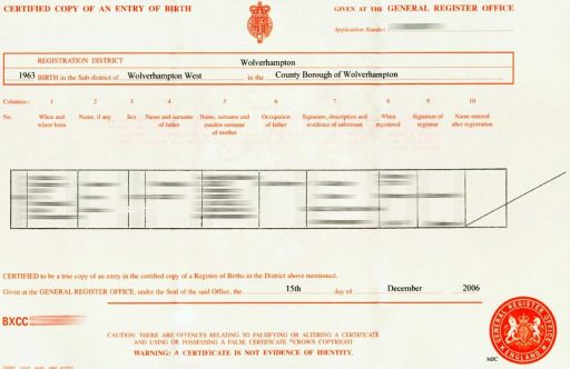 Replacement Birth Certificate England and Wales