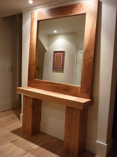 Bespoke Green Oak Console Table with Large Green Oak Framed Mirror