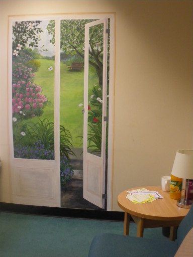 Trompe L'oeil Mural. Garden through French Doors at Musgrove Park Hosptial Taunton