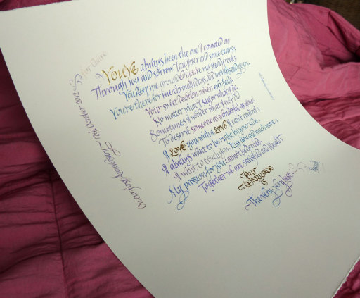 Anniversary gift - a reading, poem or vows from a ceremony can make an ideal first anniversary gift