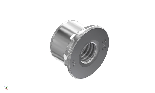 Cost effective mechanically emplaced 'in press' Flangeform nuts