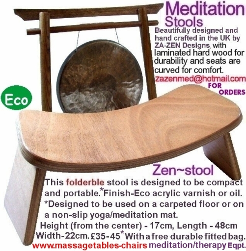 These unique meditation stools provide a comfortable solid support for kneeling (Seiza) meditation.