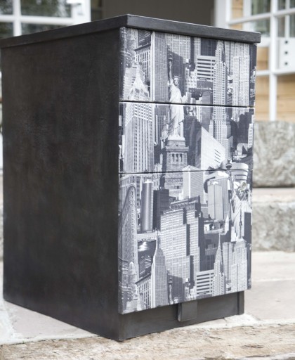 Decoupage New York Filing Cabinet