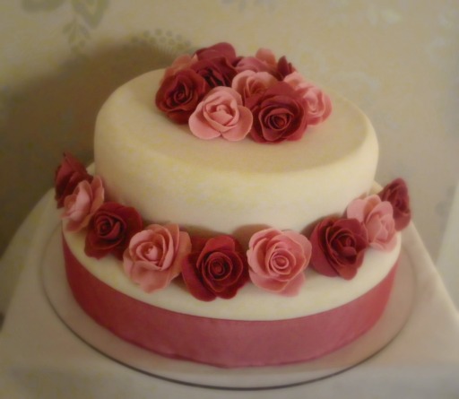 Two Tier Rose Wedding Cake - 120 Pounds