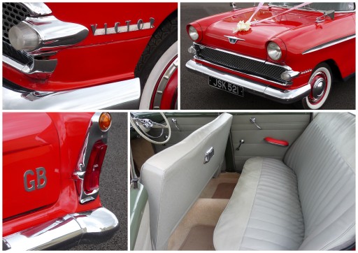 50's Retro Classic wedding car in red and white Towcester Northampton