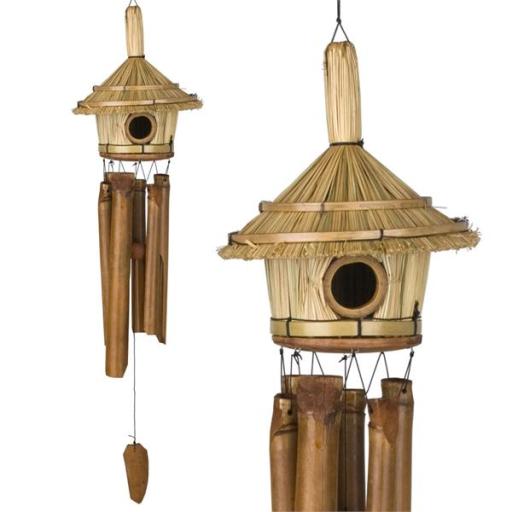 Fair Trade straw birdhouse windchimes