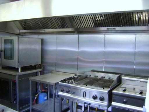 Extract canopy and stainless wall cladding