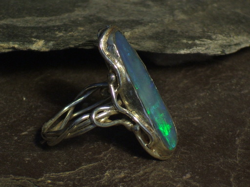 Sterling Silver and Opal ornate ring