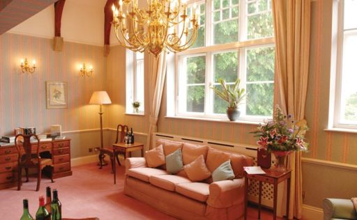 The Pink Room, inside Tregolls Manor Luxury Residential Care Home in Cornwall