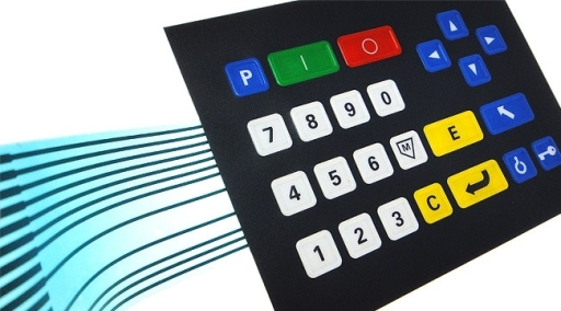 Digitally produced membrane keyboard with a selection of rim embossed keys