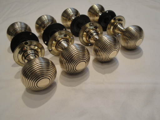 antique reclaimed brass beehive door knobs at Charlecotes Architectural &amp; Antiques in Hampshire