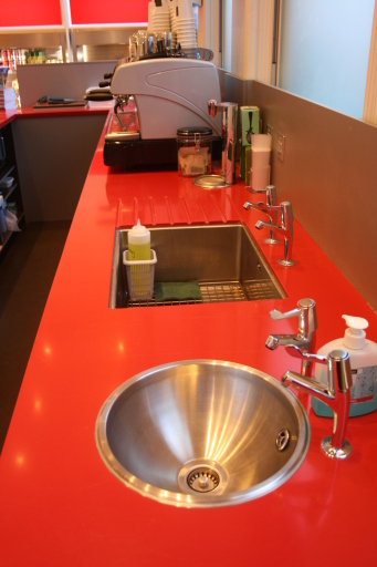 Hanex work top comprising of sink and hand wash basin