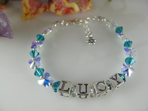 Children's Personalised Name Bracelet with Birthstone Colours