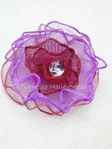 Handmade knitted wire brooch
