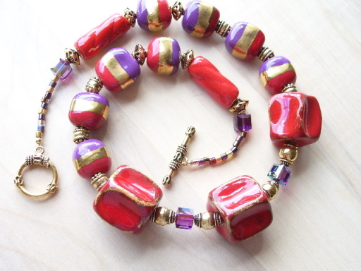 Fair trade painted ceramic beads from the Kazuri tribal women in Kenya