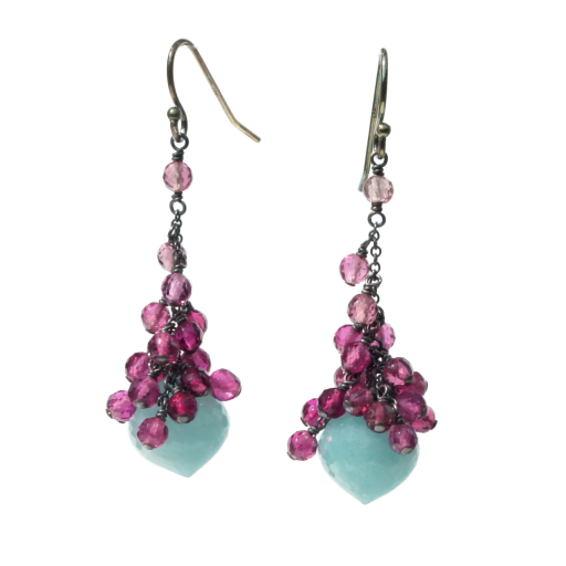 Amazonite and Pink Tourmaline Earrings