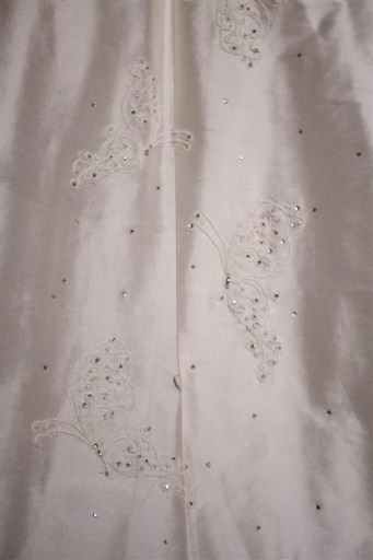 Dress train, embellished with bespoke lace, crystals and beads