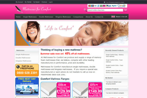 Visco Memory Foam Mattresses online.