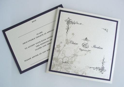 Millie and Me Purple and Ivory Invitation