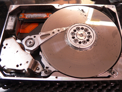 Catastrophic, non-recoverable hard drive platter damage.