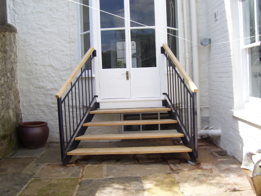 Hardwood and steel external staircase