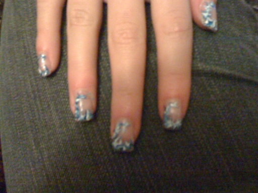 blue and white marble edge.