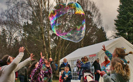 Dr Zigs Giant Dragon Bubbles at Bangor Science Festival
