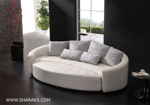 Crescent Collection Leather Bay Window Sofa Suite