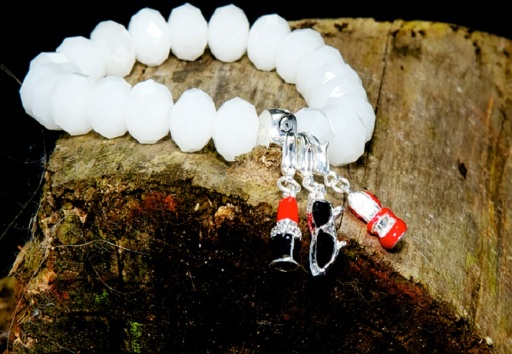 White Czech Crystal Charm Bracelet - Available in other colours