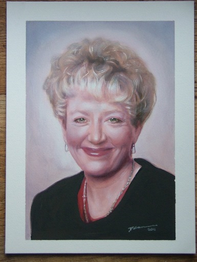 Portrait of a lady painted in acrylic