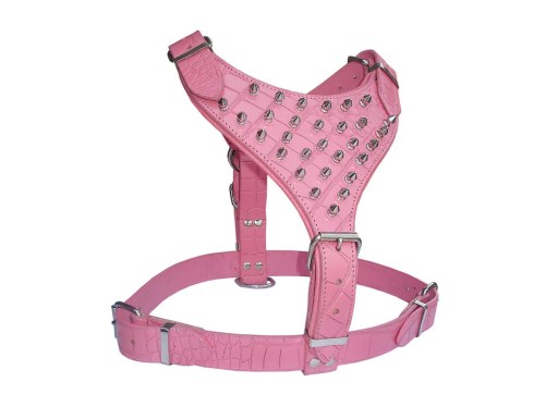 Pink Leather Dog Harness. Rottweiler Harness