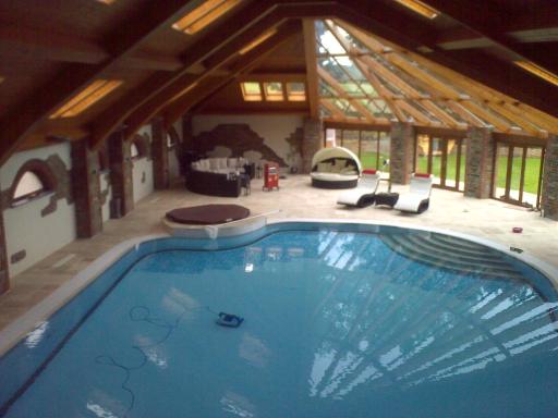 indoor deck-level pool and spa
