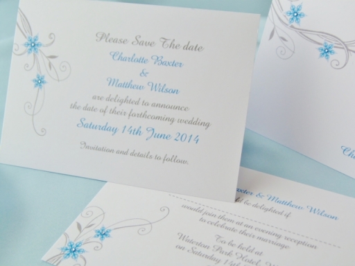Snowflake &amp; Diamante Wedding Stationery