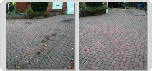 before and after picture of block paving driveway