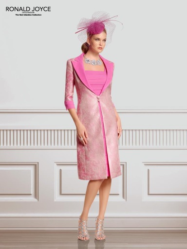 plain soft pleated dress with matching coat,striking ensemble.